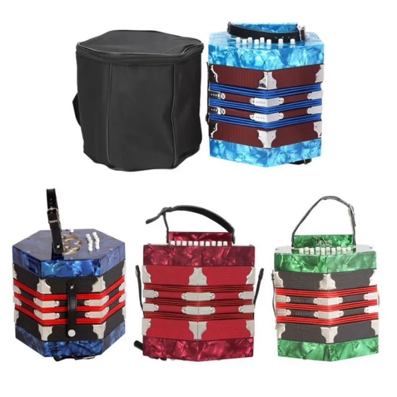 New Hexagonal Accordion 20 Keys 40 Tones Accordion Children Adult Beginners Playing Accordion Keyboard Musical Instrument