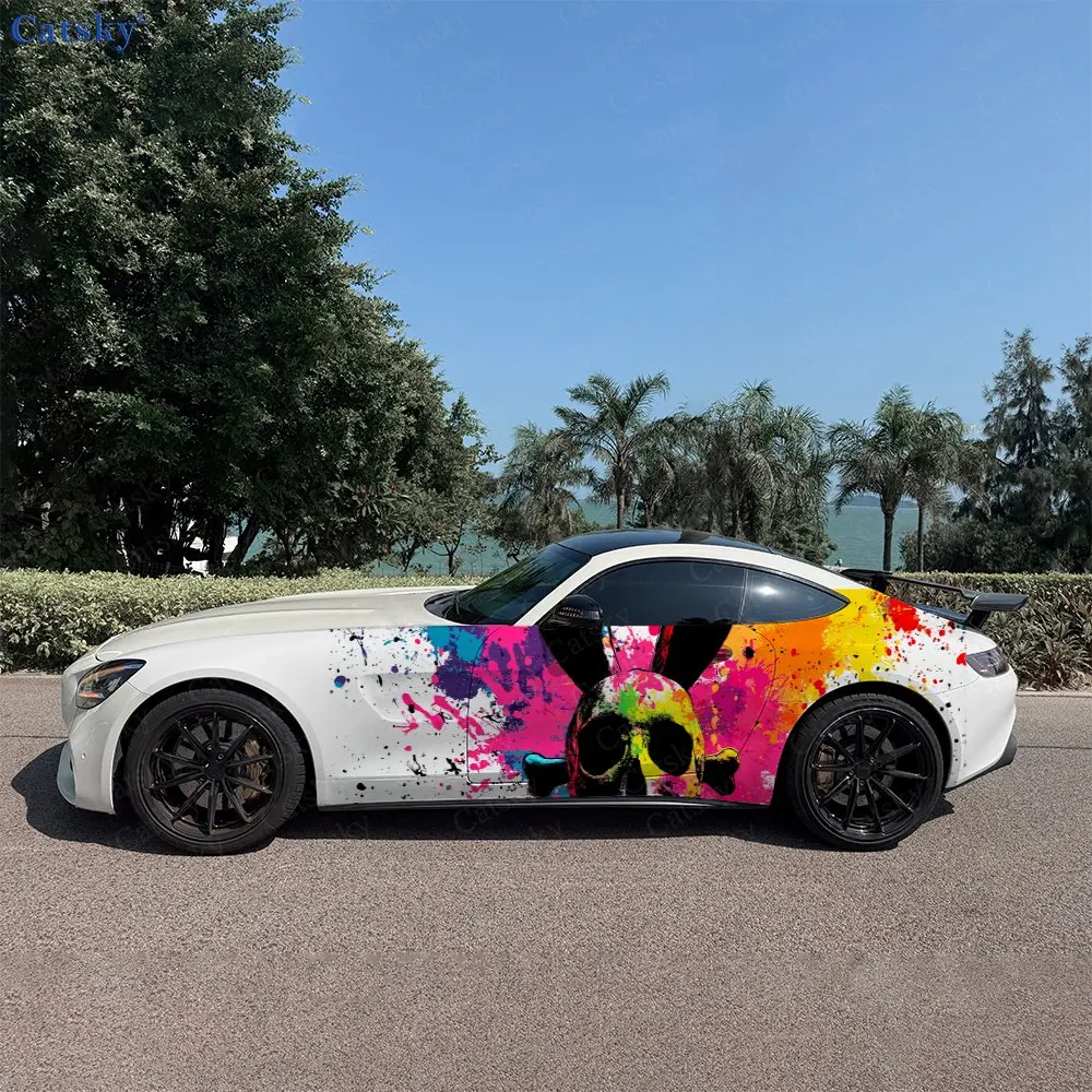 2pcs Ink Stain Evil Pet, Durable, Fade-resistant, Enhance Vehicle Aesthetics With Bold Artistic Design Car Vinyl Wraps