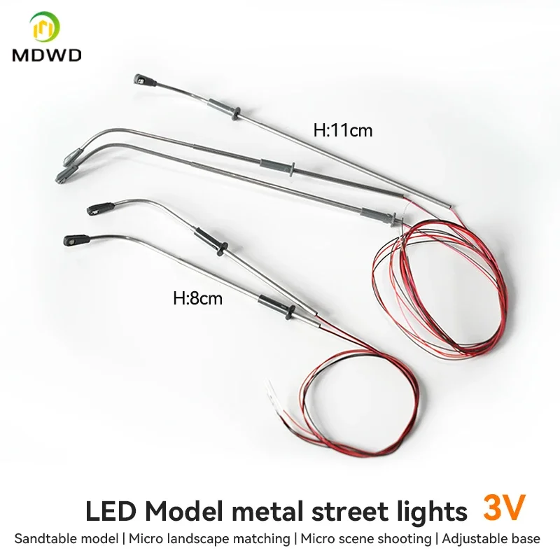 10pcs HO Scale Street Light 3V DIY LED Miniature Lights Head White/Warm White Light Railway Train Layout Lamp