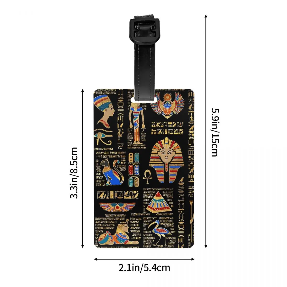 الهيروغليفية المصرية والآلهة على علامات الأمتعة السوداء حقيبة الأمتعة المحمولة الصعود علامة التسمية حامل معرف اسم العنوان #4
