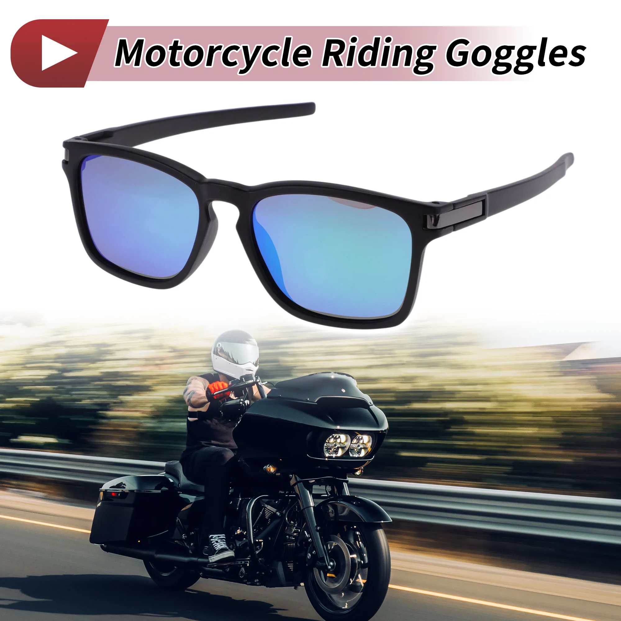 X Autohaux 1 Buah Kacamata Berkendara Sepeda Motor Anti Silau Tri-acetel Selulosa PC Kacamata Hitam Bersepeda Lensa Hijau Bingkai Hitam