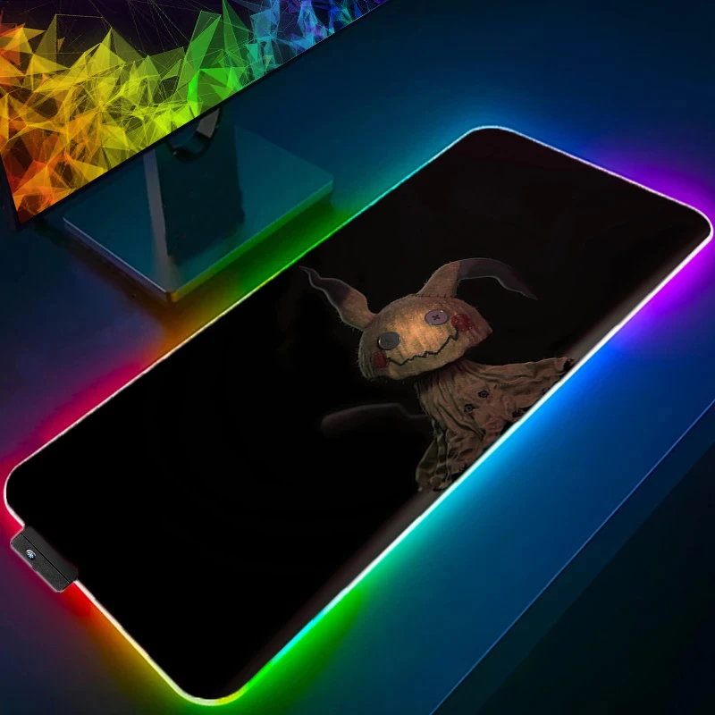 RGB Large Mouse Pad Backlight Office Pokemon Pikachu Desk Mats PC Gaming Accessories XXL LED Mouse Pad Laptop Keyboard Mat