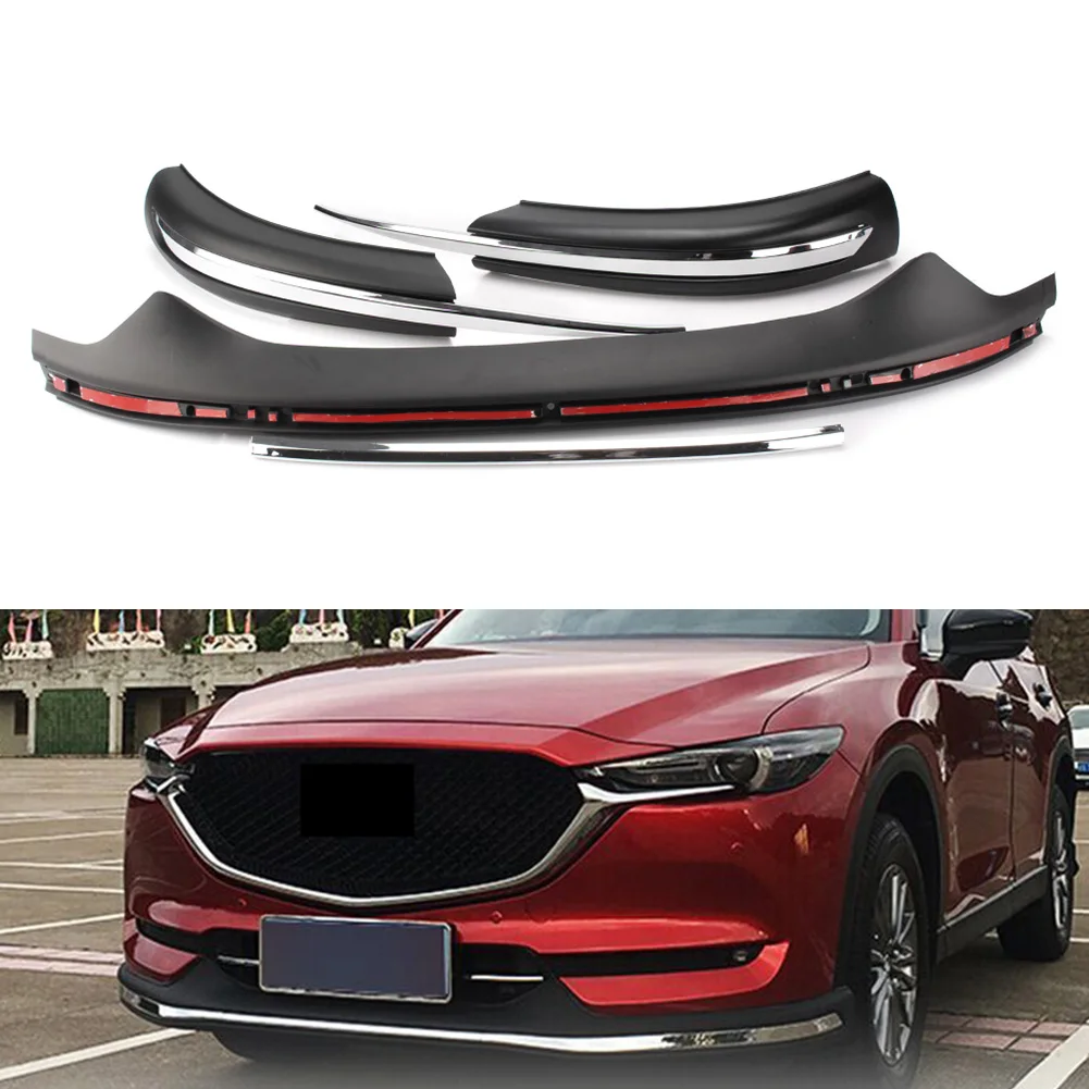 3Pcs Chrome Car Front Bumper Board Guard Skid Plate Bar Protector Trim For Mazda CX-5 CX-8 CX8 CX5 2017 2018 2019 2020 2021 ABS