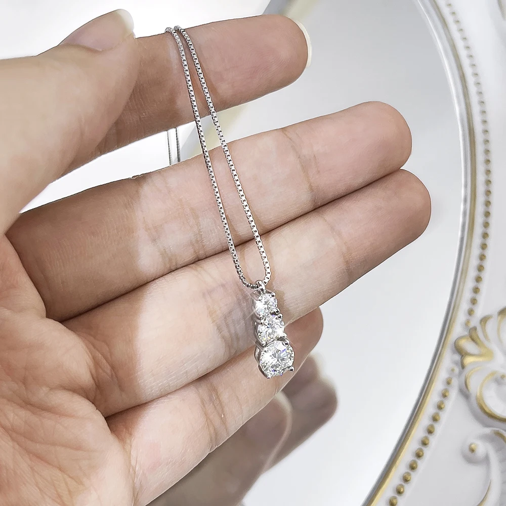 4.8cttw Moissanite Jewelry Set For Women D VVS1 Diamond 100% 925 Sterling Silver 18K Plated Pendant Necklace Stud Earring Gifts