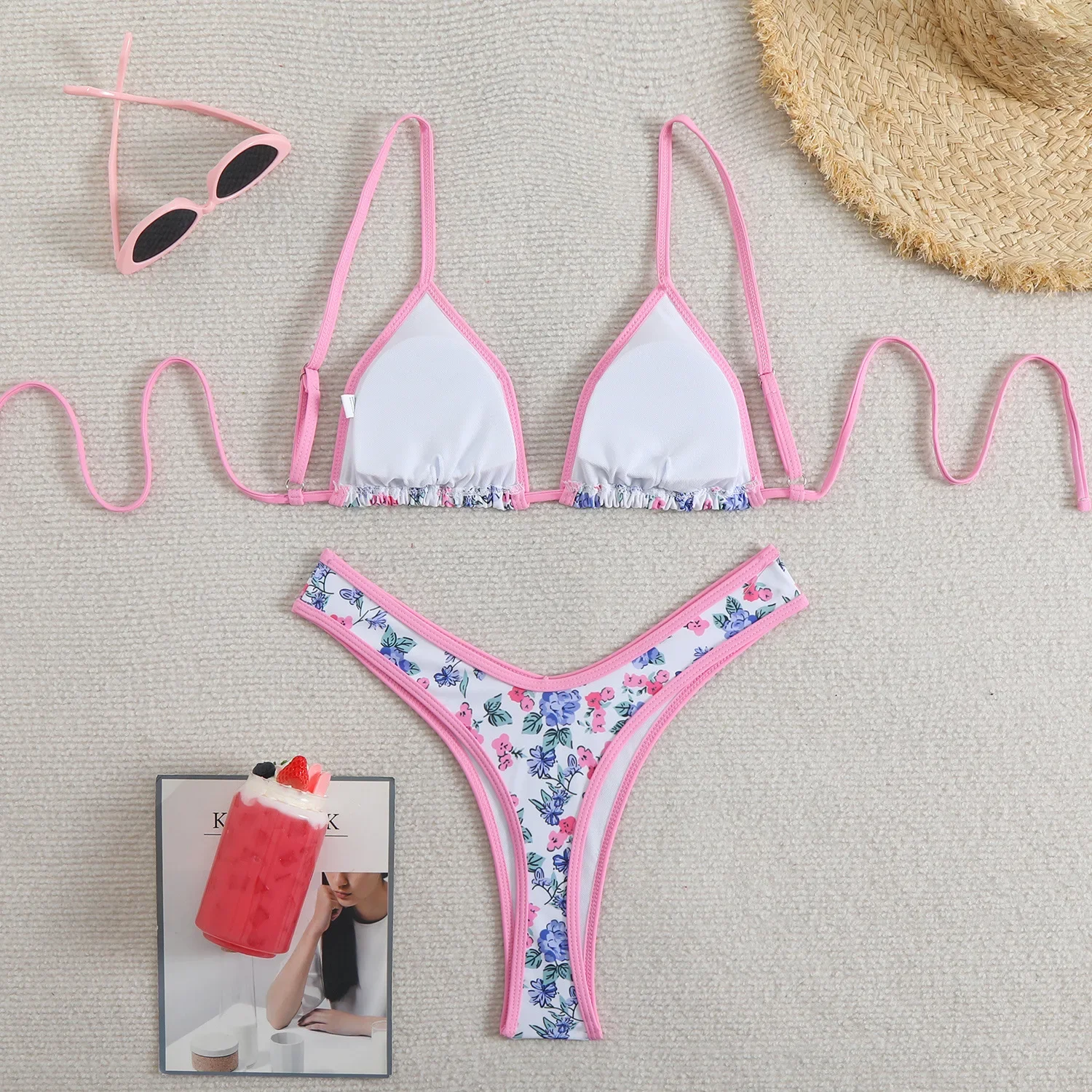 2025 licou Triangle string Bikini femmes Sexy maillots de bain femme fleur maillot de bain Vintage baigneurs maillot de bain maillots de bain