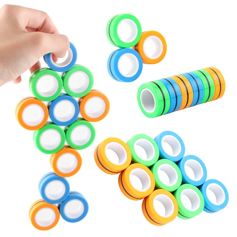 3Pcs Fidget Spinner Colorful Fingers Magnet Rings Stress Relief for Training Relieves Autism Anxiety Gift for Adults Teens Kids