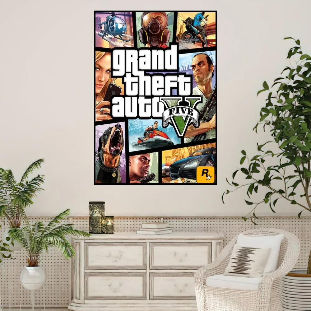 Grand Theft Auto V GTA5 Poster Prints Wall Painting Bedroom Living Room Decoration Office Home