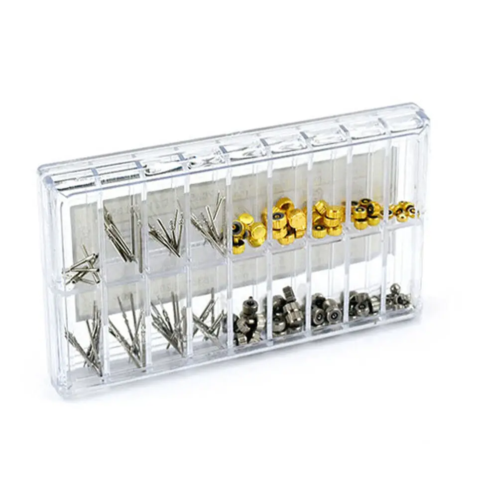 New 170PC Mixed Watch Stem And Crown Repair Parts Assortment Spare Parts Box Set