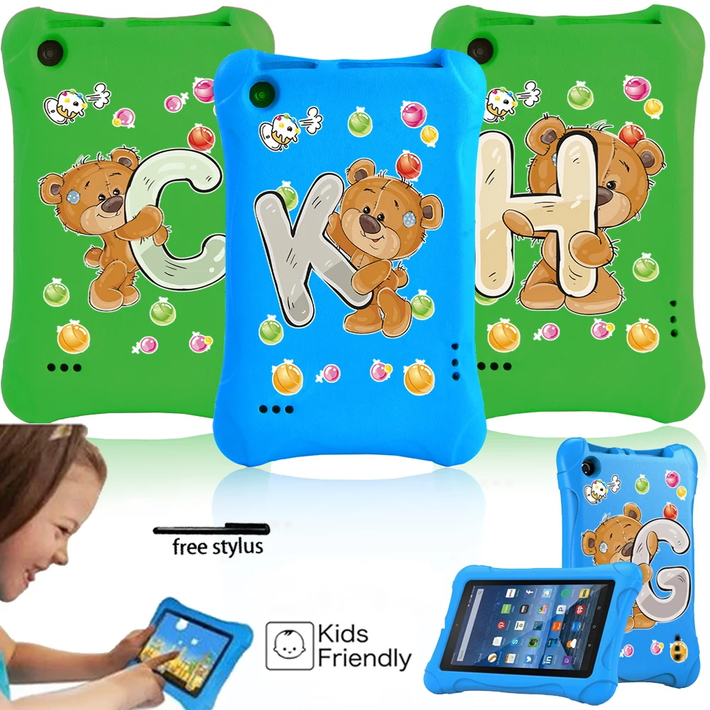 Kids Case for Fire 7 (5th 2015/7th 2017/9th 2019) Shockproof Cartoon Pattern EVA Soft Tablet Protective Shell Full Body Cover