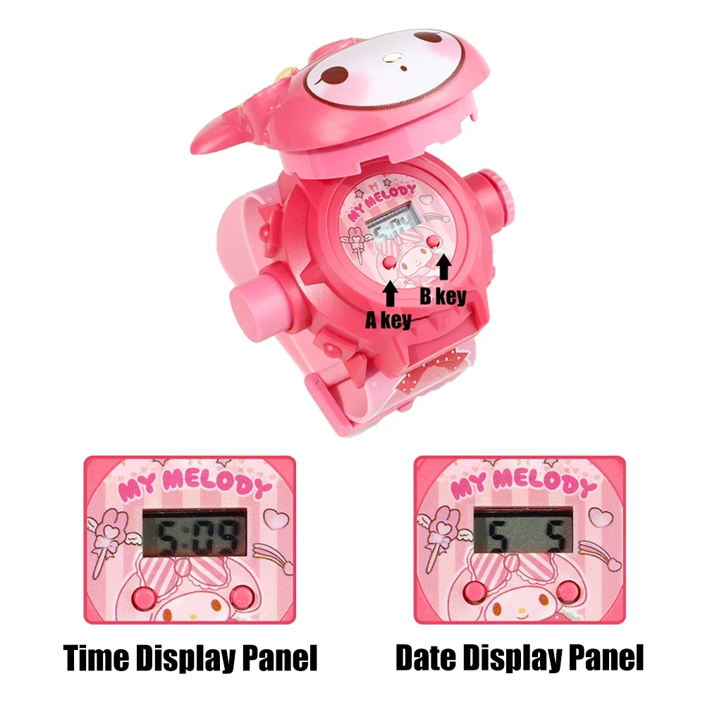 Orologio digitale Sanrio Kawaii con proiezione 3D Cinnamoroll Kuromi Melody Cartoon LED cinturino in silice orologi elettronici regali per bambini