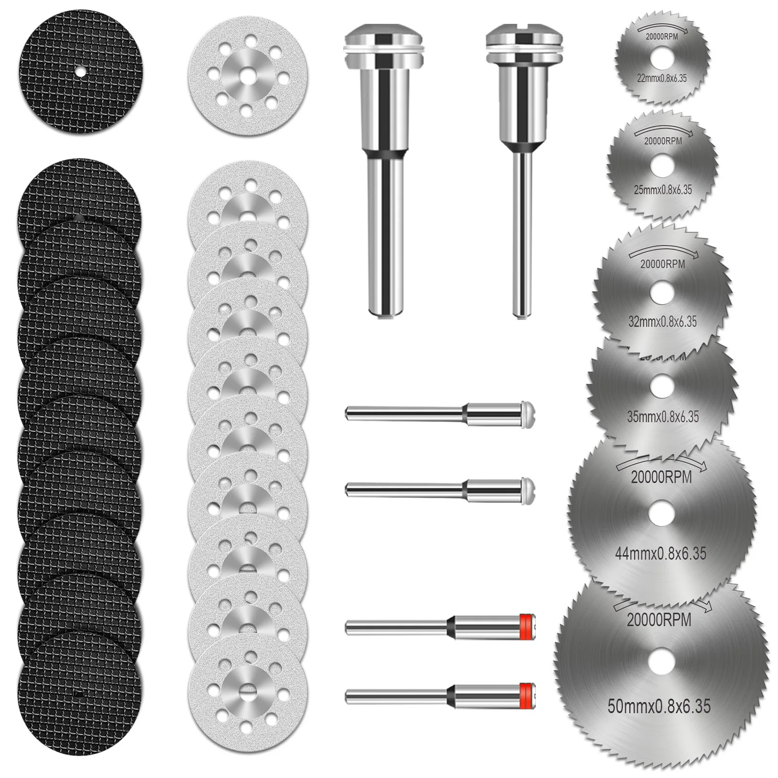 32-teiliges Set Diamant-Trennscheiben Schleifscheiben Kreissägeblätter für Holzbearbeitung Metall Dremel Mini-Bohrer Rotationswerkzeug Zubehör