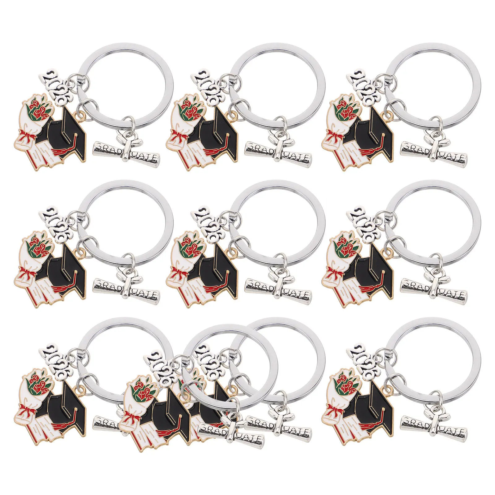 10Pcs Graduation Keychain 2026 Graduation Caps Pendant Diploma Design Senior Graduate Party Favor Gifts High School College