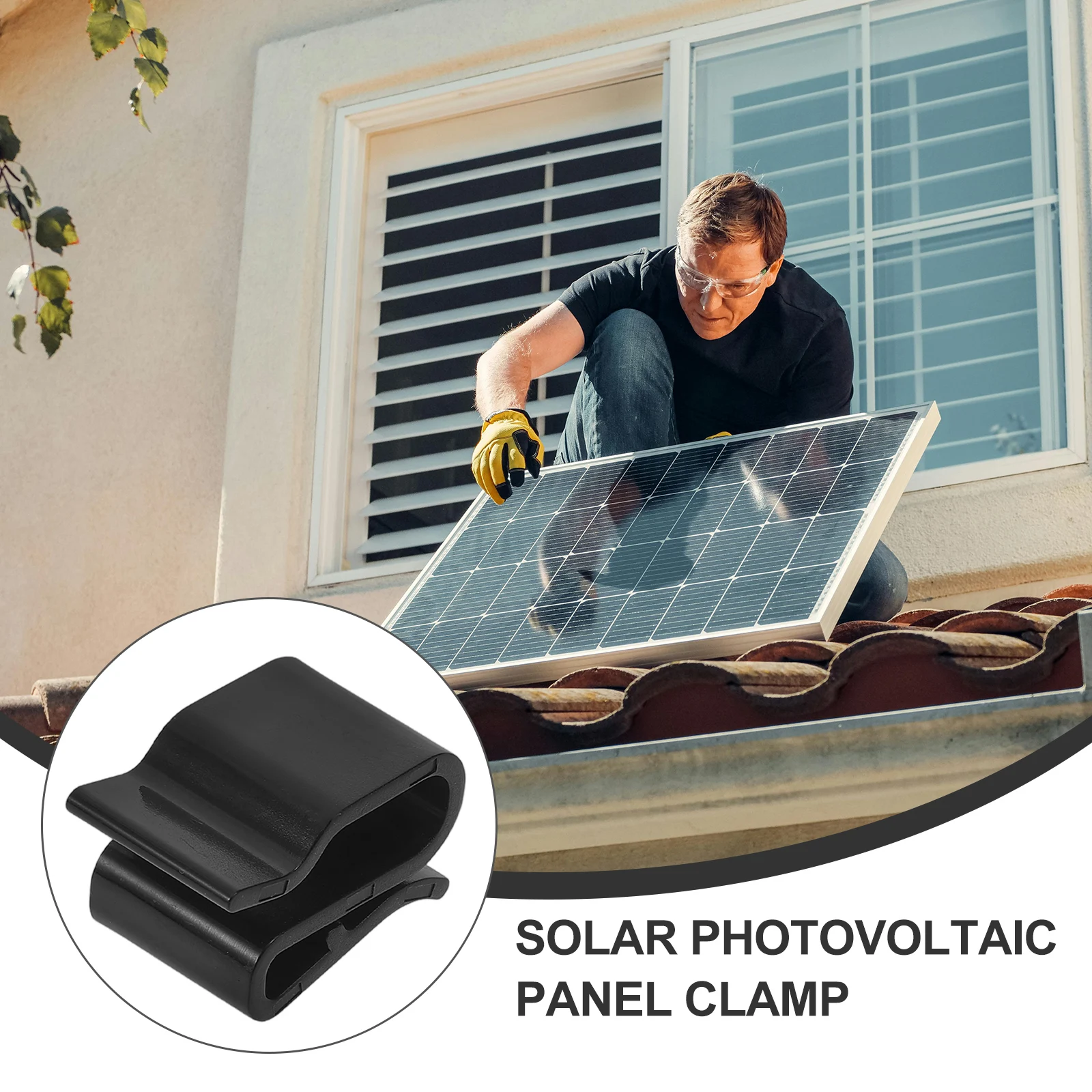 

50pcs Photovoltaic Cable Clips Black Plastic Solar Panel Wire Fixing Clamps Connector-Compatible Roof Modules Wiring Frame