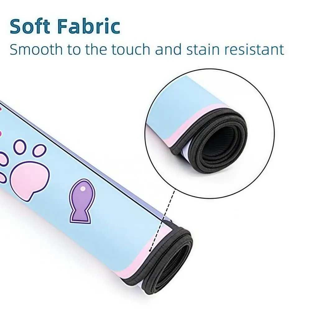 Cute Cat Ear Mouse Keyboard Pad Non-Slip Rubber Base Keyboard Desk Mat Cartoon Themed Large Mouse Pad For Gaming, Writing,Office