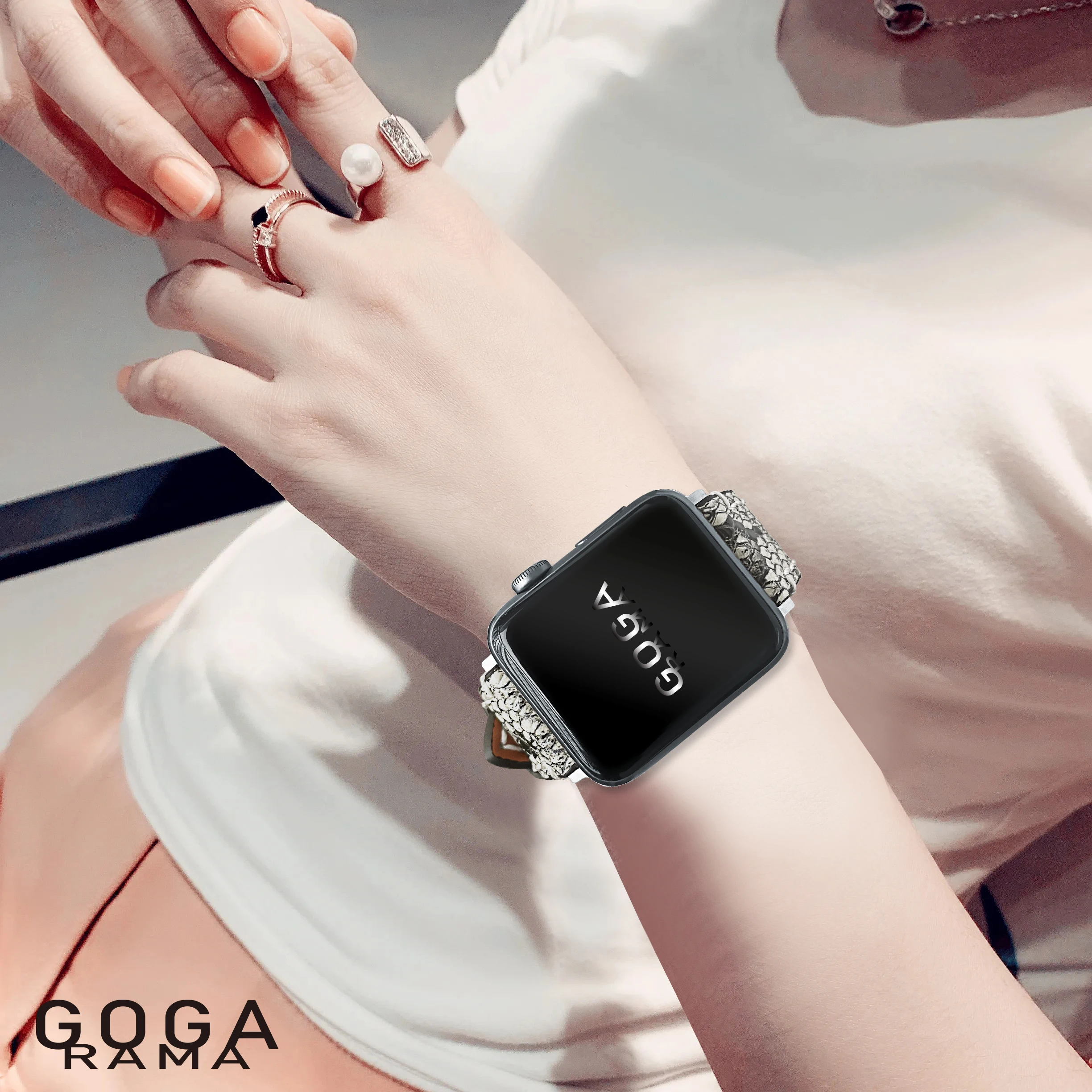 سوار كفة من الجلد لساعة أبل ، أربطة تصميم بنسيج الثعبان ، 49 ، 45 ، 44 ، 42 ، 41 ، 41 ، 40 ، 38 ، Ultra 2 ، سلسلة ألترا 9 ، 8 ، 7