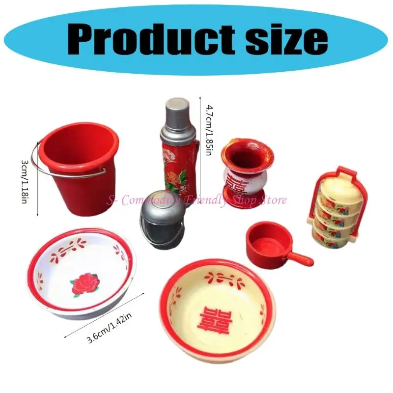 85AE Classical Enamel Finish Plastic Wash Basin Toy for Childrens Dollhouses Setup