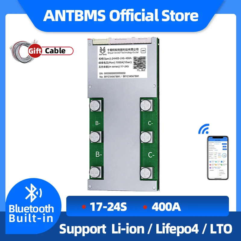 ANT بلوتوث الذكية BMS 17S إلى 24S لوح حماية بطارية الليثيوم 24V 36V 48V Li-ion LifePo4 17S 18S 19S 20S 21S 22S 23S 00A #1