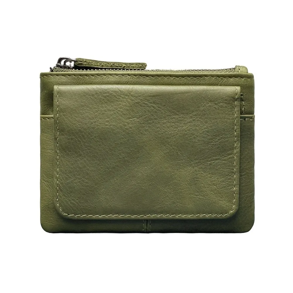 Portable Solid Color Real Leather Coin Purse Small Minimalist Short Wallet Multi Card Slot Multi-functional Card Holder Male