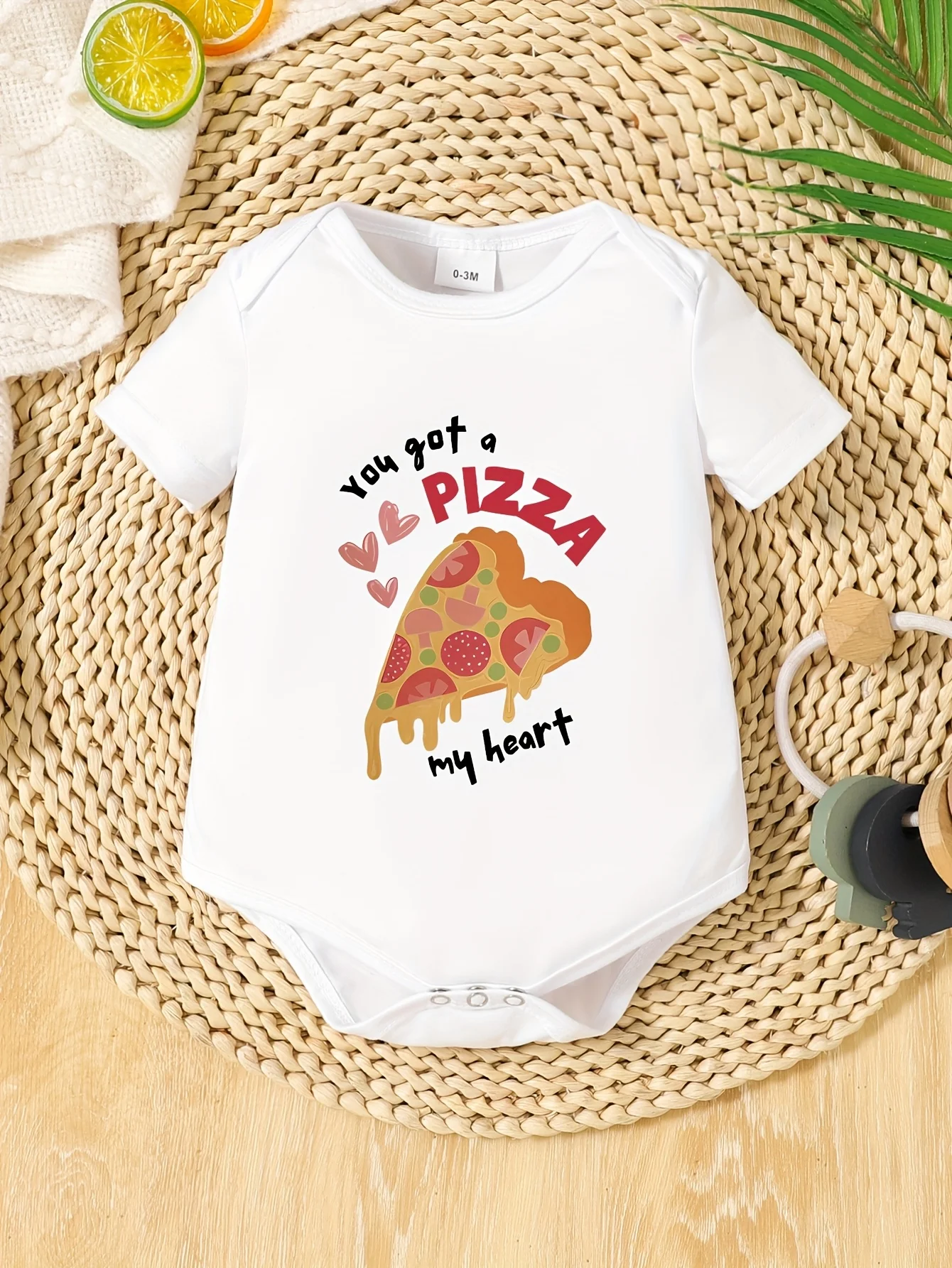 Baby Onesie Featuring A Pizza Theme Perfect for Little Pizza Enthusiasts with An Adorable Heart Design for Outdoor Baby Gifts