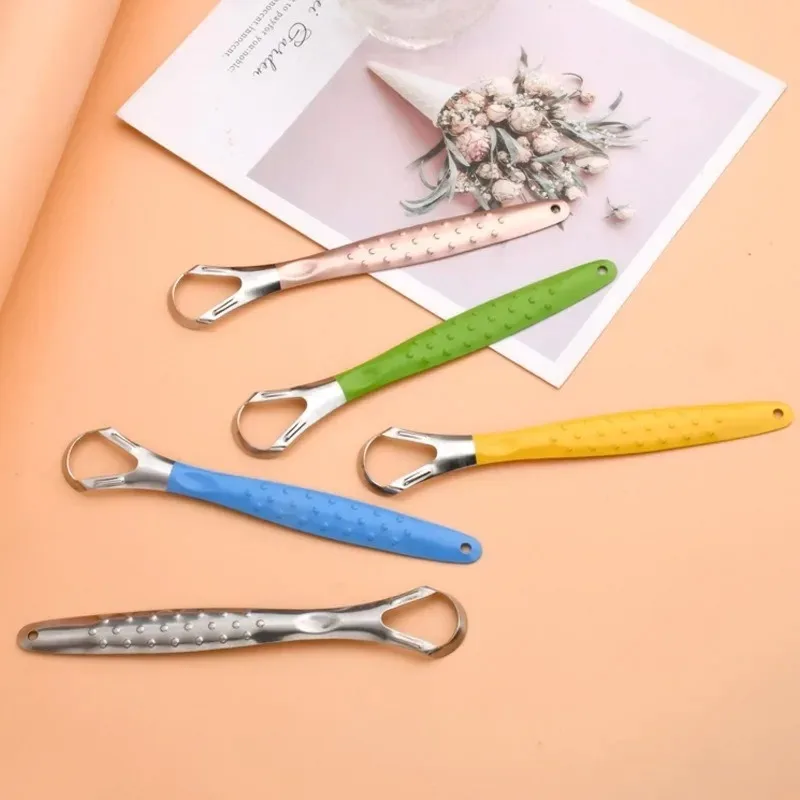Tongue Cleaner with Case Stainless Steel Color Tongue Scraper Adult Remove Bad Breath Mouth Cleaner Oral Care