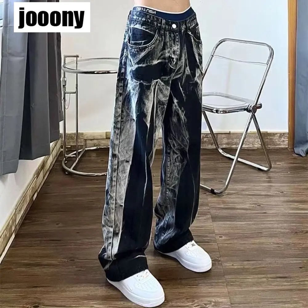 2022 Autumn Fashion Casual Pants Hip Hop Style Trousers Jeans Retro Straight wide leg Pants Loose Harajuku Streetwear Jeans