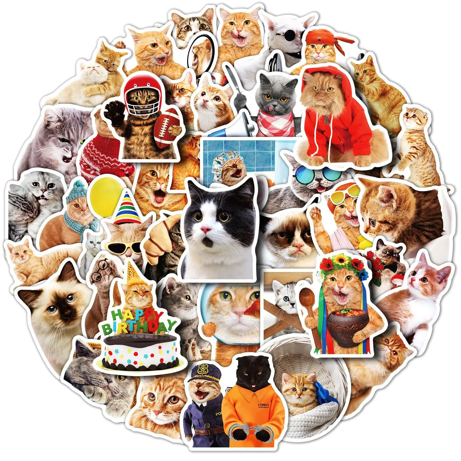 10/30/50PCS Cartoon Realistic Cat Sticker Graffiti Animal iPad Notebook  Car Computer Pattern Scrapbook Toy Decoration Wholesale