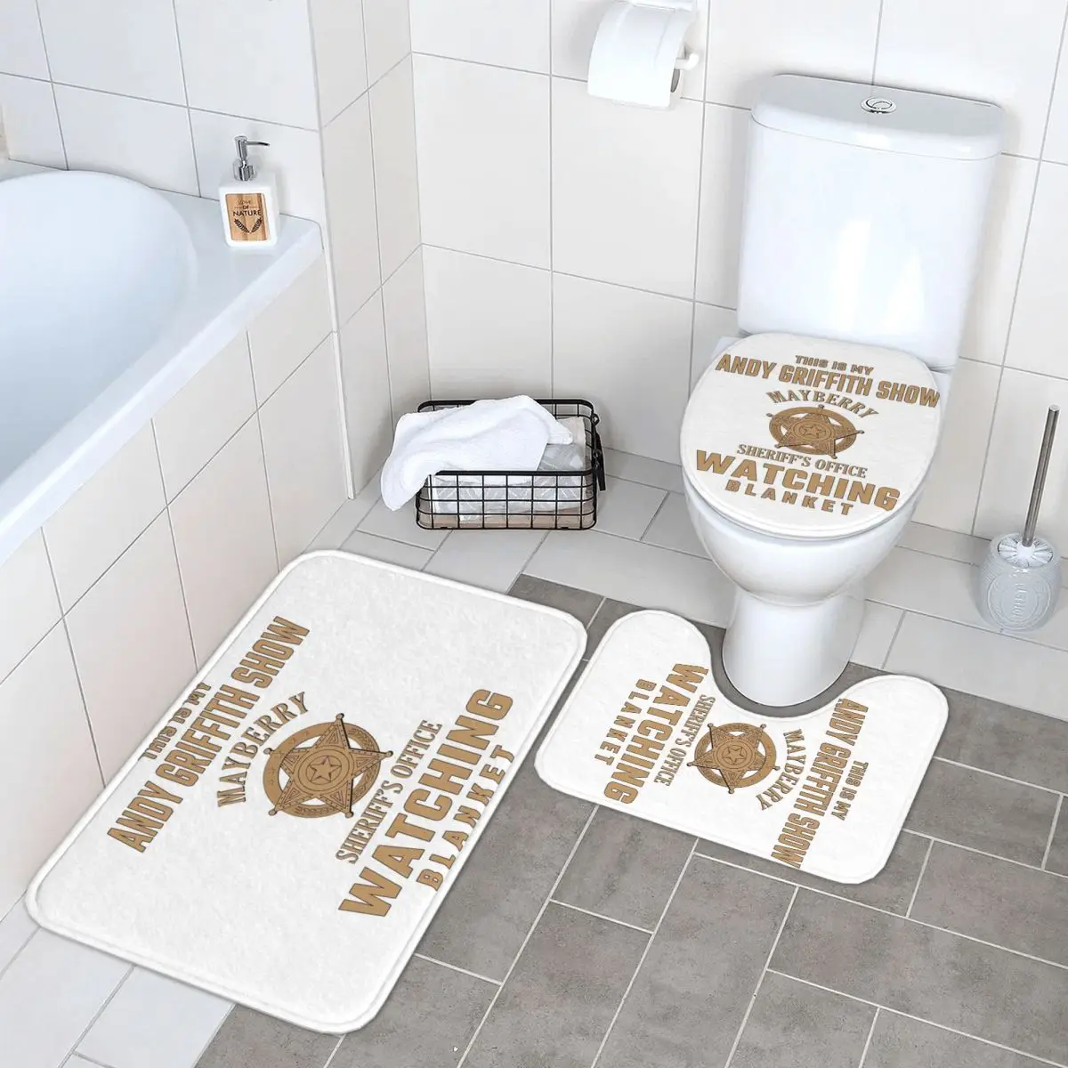 

This Is My Andy Griffith Show 3-х предметный коврик для ванной комнаты, набор для ванной комнаты, крышка унитаза, домашний декор, нескользящий ковер, напольный коврик