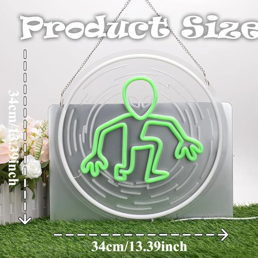 Alien Neon Signs Traveling Through Space LED Neon Light Sign for Living Room Man Cave Club Bar Bedroom for Wall Decor Funny Gift