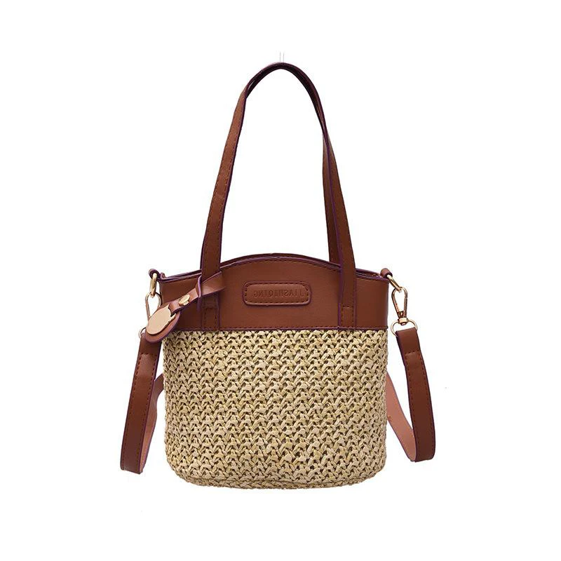 Fashionable Straw Woven Bag Casual Women S Crossbody Bag Portable Bucket Bag