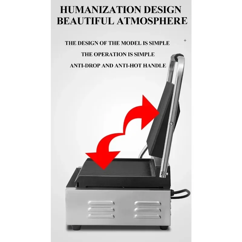 Grille de presse à sandwich en acier inoxydable, presse à panini, contact électrique, machine