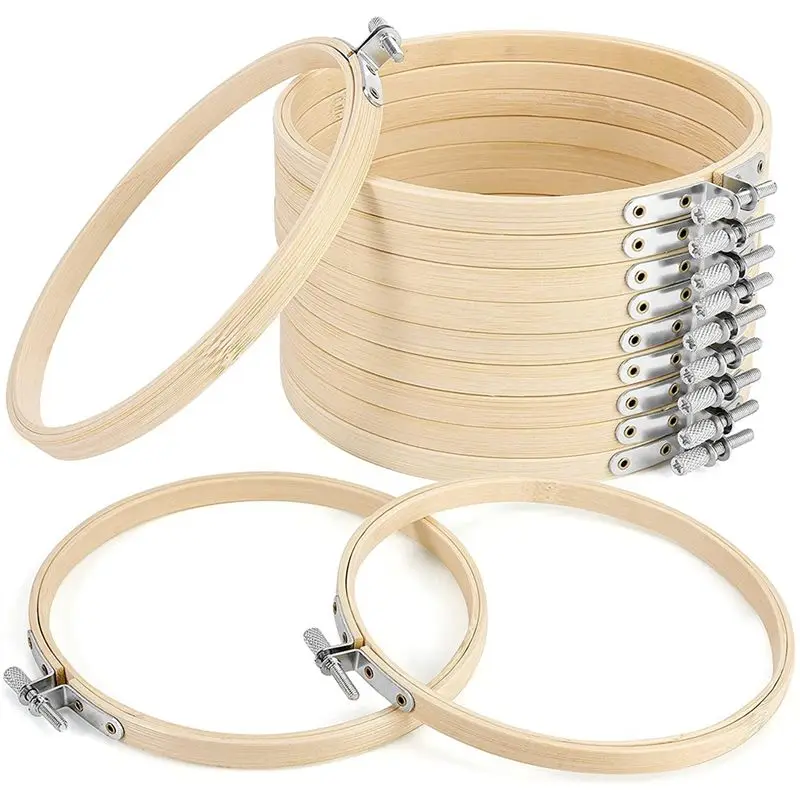 

Набор из 12 круглых бамбуковых пялец для вышивания ABXF, винтажные бамбуковые пялецы для шитья и вышивки, ткань для вышивки