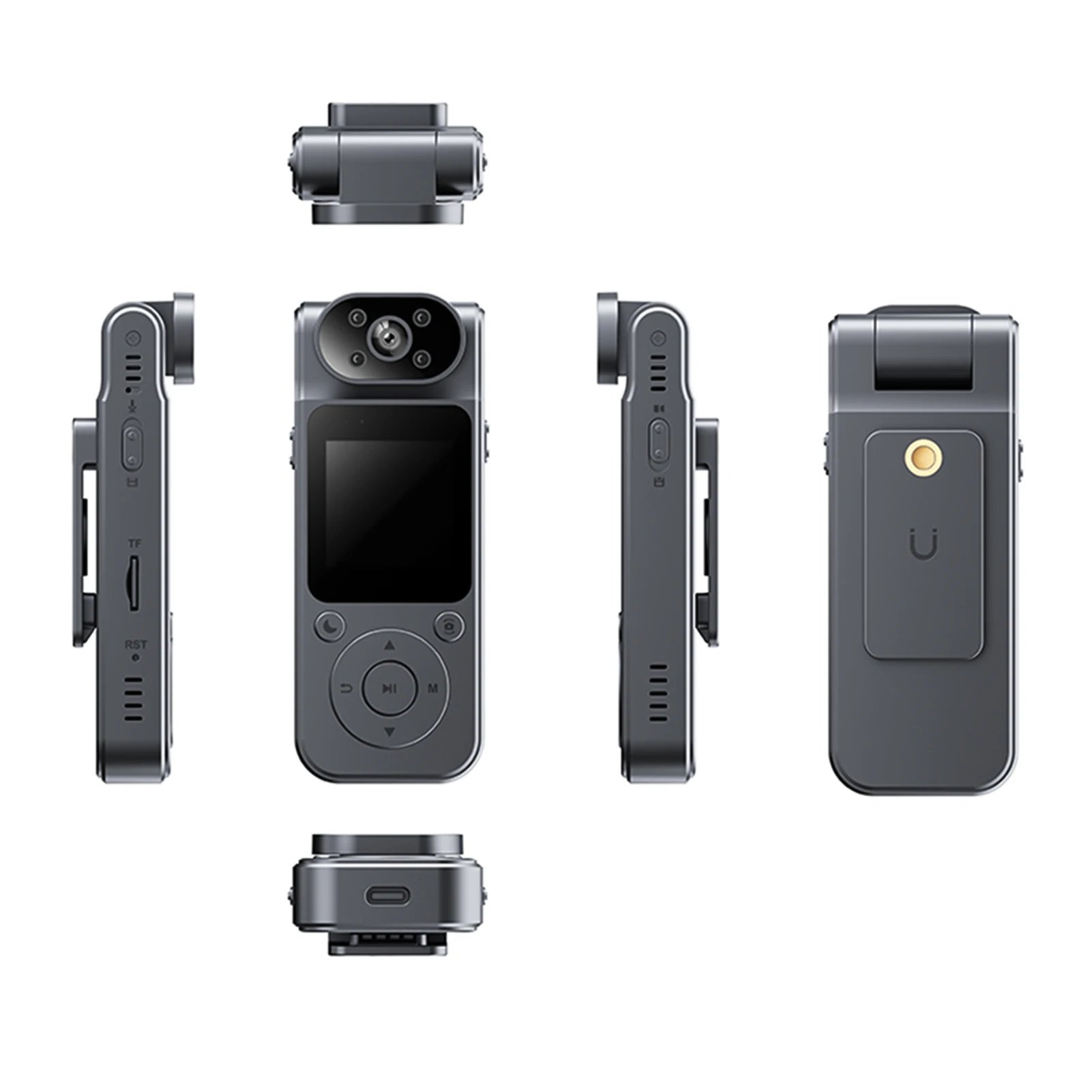 4K Wearable Camera Audio Video Recording 180° Rotatable Lens Video Camera Camcorder Night Vision with Magnetic Back Clip for Law