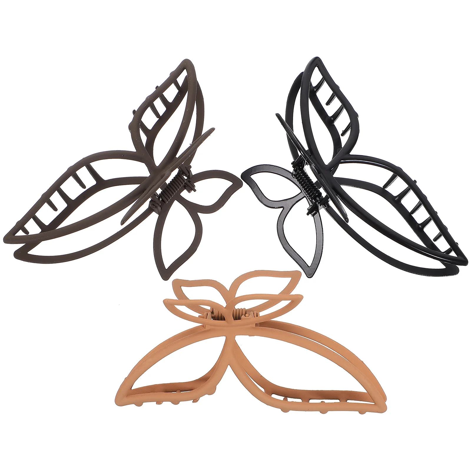 

3 шт., матовые зажимы для когтей, большие Jumbo Butterfly Shark, густые волосы, женские черные, бежевые, хаки, стильные аксессуары для волос, пластиковые когти