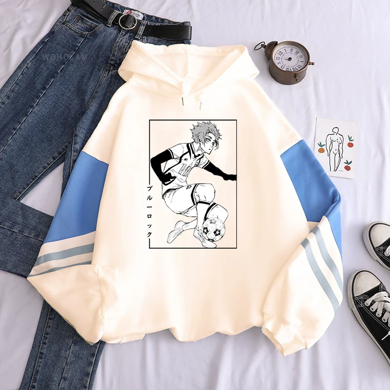 Japan Anime BLUE LOCK Itoshi Sae Graphic Print Hooded Men Women Patchwork Hoodies Plus Size Streetwear Harajuku Male Sweatshirt