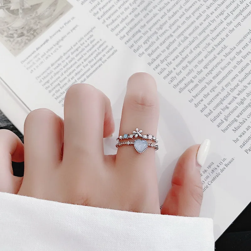 Delicate Crystal Zircon Rings for Women Sweet Flower Leaf Butterfly Adjustable Open Rings Wedding Engagement Jewelry Gift