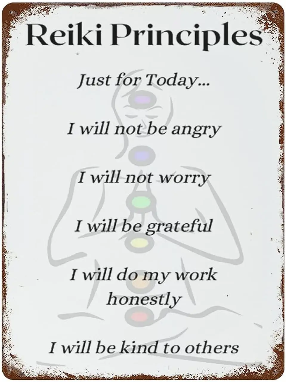 Reiki Principles Just for Today Metal Iron Painting Retro Poster Tin Sign Vintage Wall Decor Poster Metal Plaque Sheet Alum sign