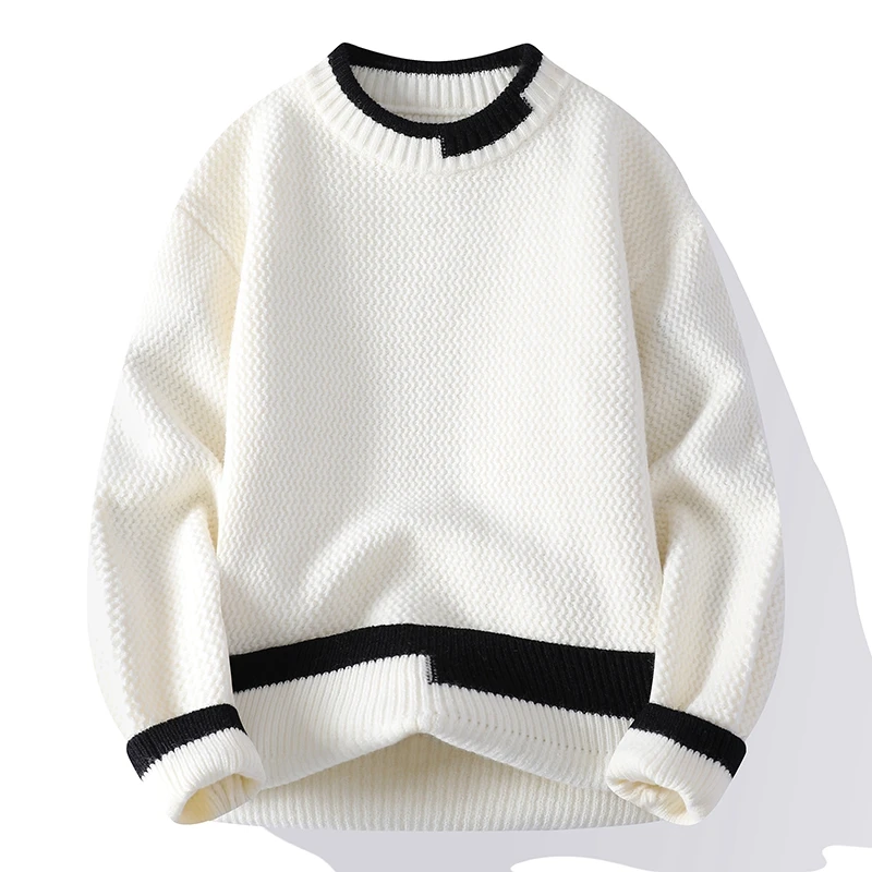 

Уличная мода, мужской уличный свитер, пуловер с круглым вырезом в американском стиле, повседневный свободный трикотаж для мужчин, повседневный мужской свитер