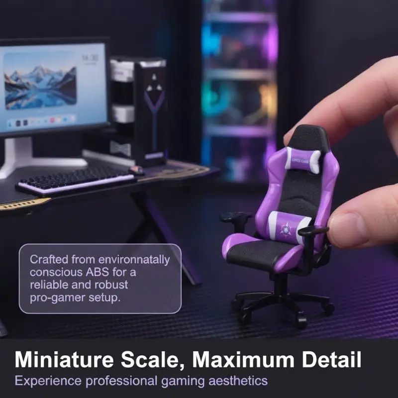 Mini Gaming Chair Model Dollhouse Rotatable Armchair Miniature Furniture For 1/12 Doll House Diorama Scene Collectible Toy Gift