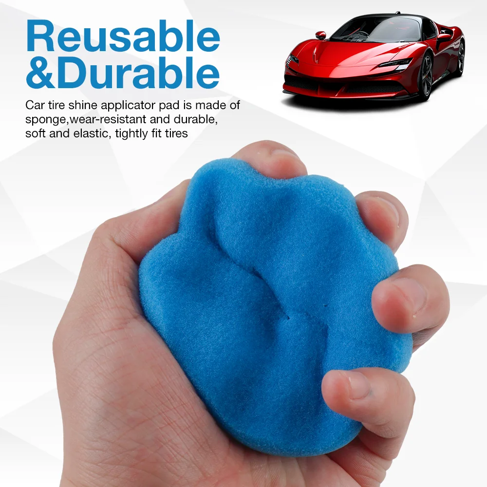 Tire Shine Applicator, Car Polisher Waxing Sponge Pad Buffing Kit, Integrated Design, Powerful Oil Removal, for Most Tire Waxing view 4