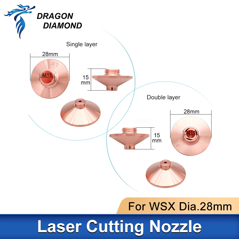 28mm wsx Düsen laser für Precitec Ray tools Hans Faserlaser schneide maschinen kopf einzelne Doppels chicht