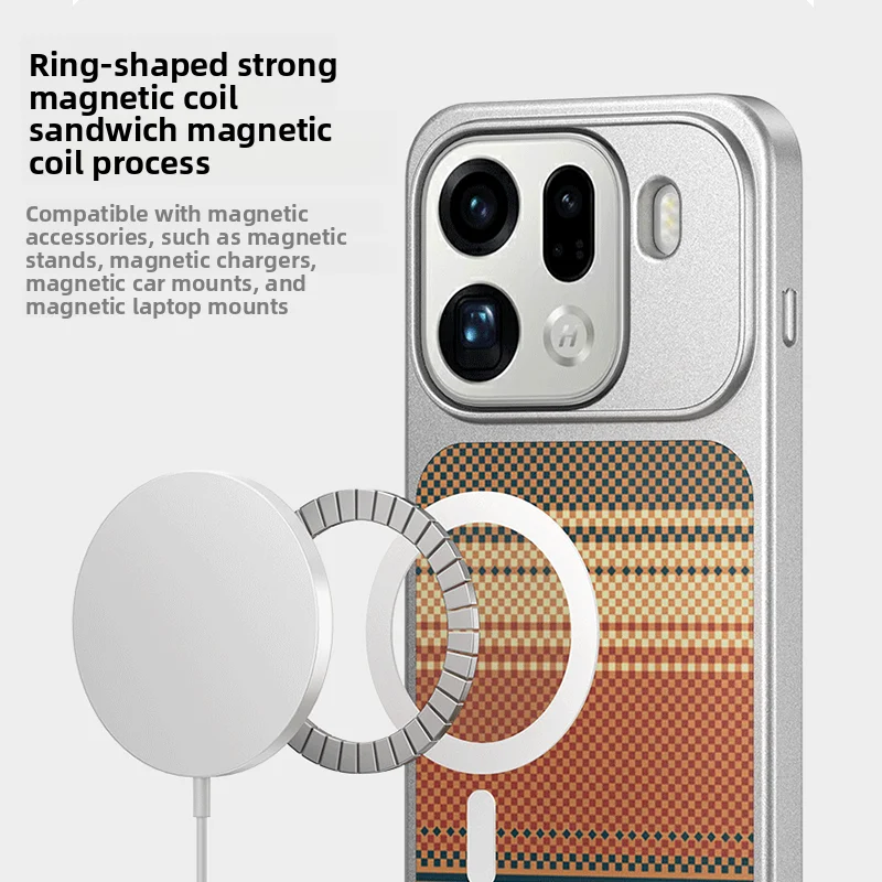 Kevlar for Magsafe Magnetic Phone Case for OPPO Find X9 Pro Find X9 6D Electroplating Carbon Fiber Wireless Charging Phone Case