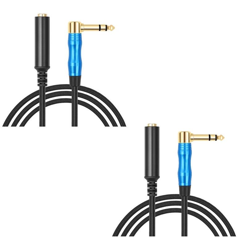 直角Trsステレオオーディオケーブル、アンプとヘッドフォン用のギター延長コード、6.35mm、オスからメス