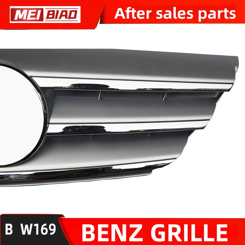 For Mercedes Benz B Class W169 Grille Middel Net Front Center Bunper Grill Silver Replace Part Car Auto