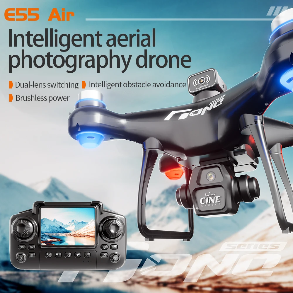 Dron de Control de pantalla de aire E55, Dron profesional ancho RC, cámara HD 4K, helicóptero plegable, avión, Quadcopter, juguetes de regalo para niños