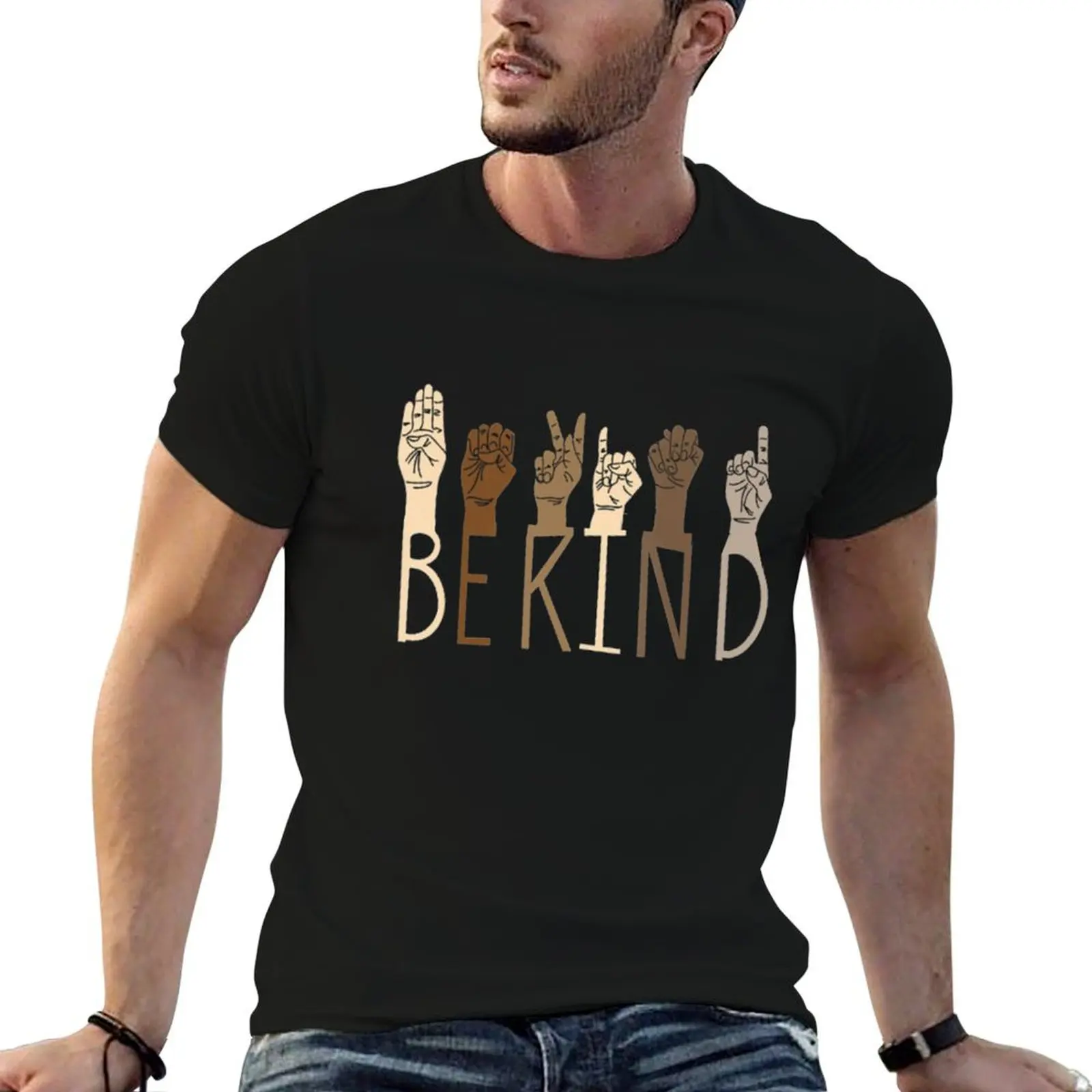 be kind hand sign language teachers Interpreter ASL T-Shirt Plus Size Gym Sports T-Shirt