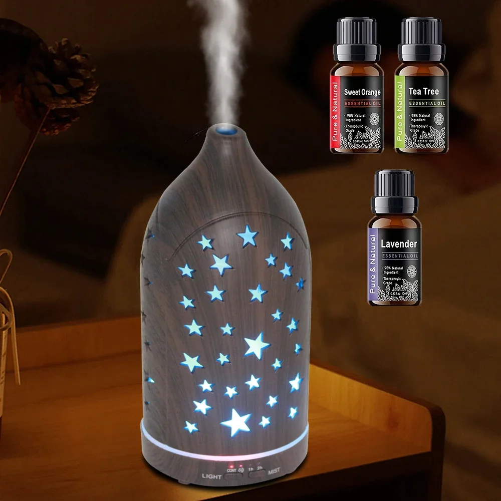 

Star Hollow Диффузор 7-цветный светодиодный диффузор эфирного масла, тихий и без BPA для дома и офиса