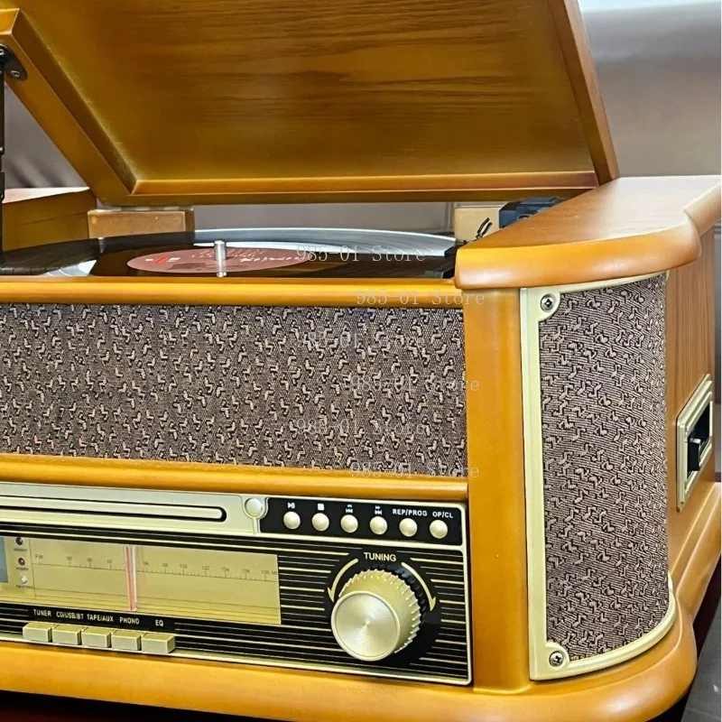 Vintage Vinyl Record Player Multifunction Gramophone CD Player Radio BT Speaker