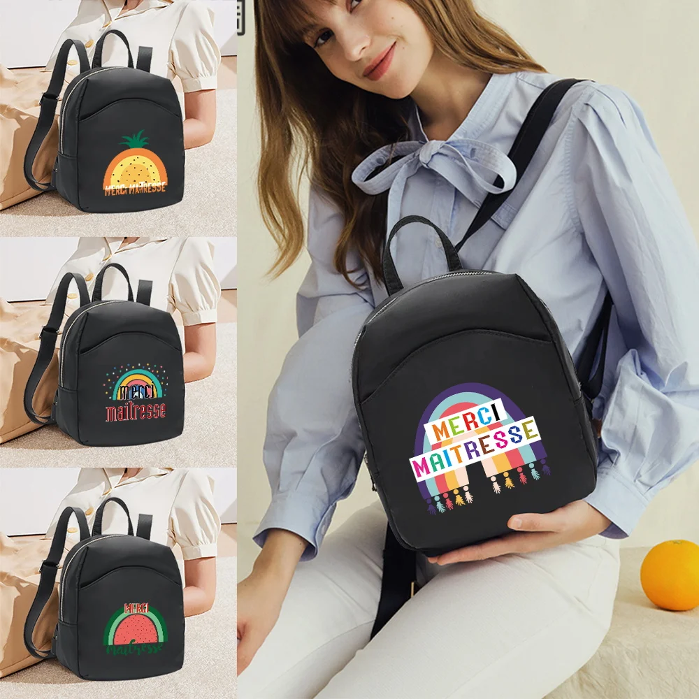 

Fashion Women Mini Backpacks Casual Organizer Daypack Black Maitresse Print Girl Rucksack School Bags Travel Shoulder Backpack