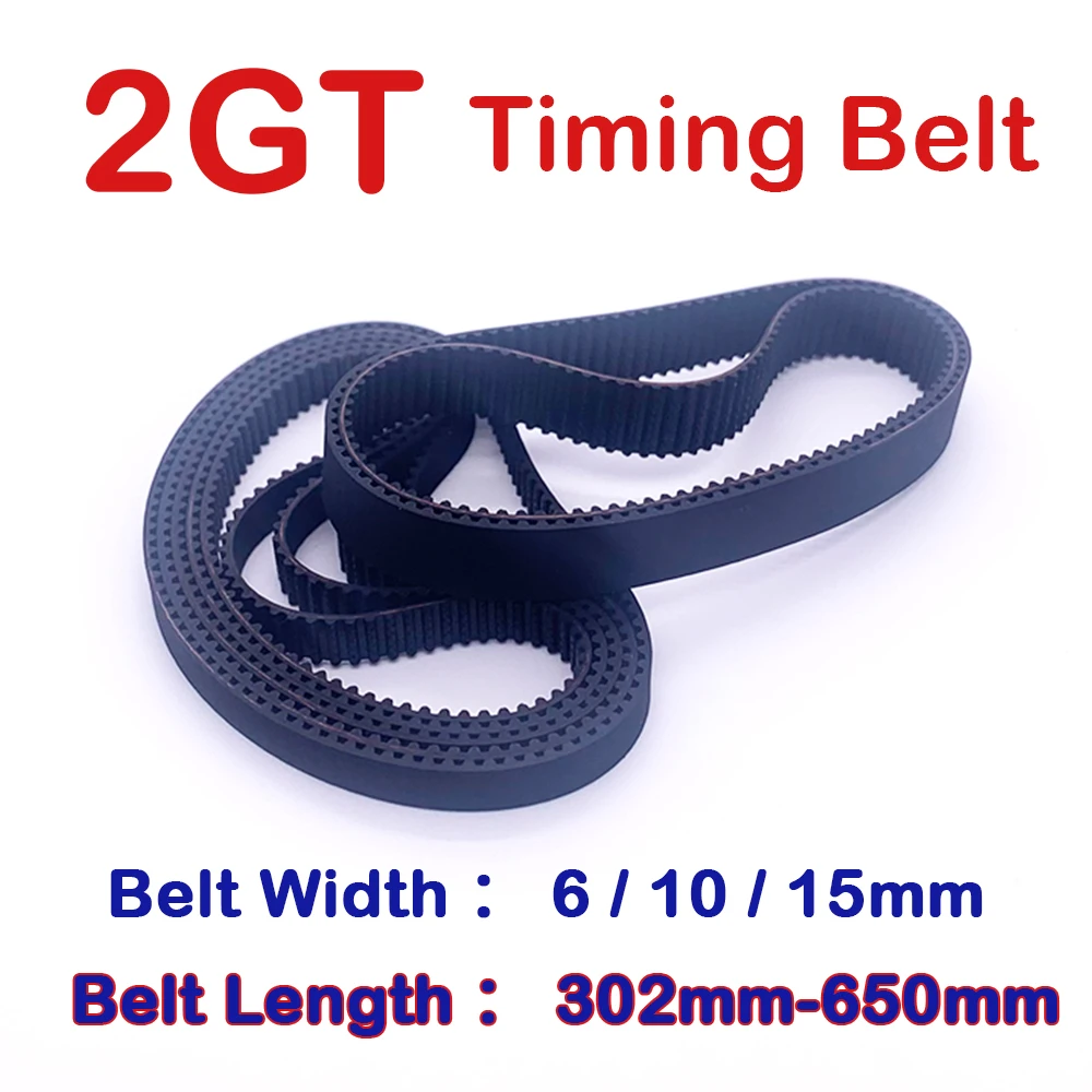 2GT Timing Belt Perimeter 302mm~650mm Closed Loop Belt Width 6 10 15mm Synchronous Drive Rubber Belt 3D Printer Belt GT2 Belt