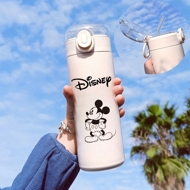 420ML Disney Mickey Mouse Vacuum Cup Doraemon Stainless Steel Vacuum 304 Portable Straw Cup Cup Cartoon Animation Printing Gift